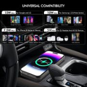 Picture of 15W Fast Charging Car Wireless Charger Mat RGB lights Non-Slip Pad For iPhone Samsung 