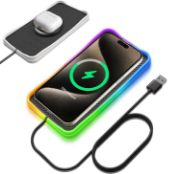 Picture of 15W Fast Charging Car Wireless Charger Mat RGB lights Non-Slip Pad For iPhone Samsung 