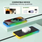 Picture of 15W Fast Charging Car Wireless Charger Mat RGB lights Non-Slip Pad For iPhone Samsung 