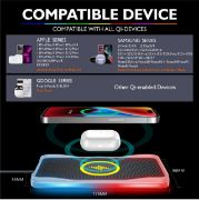 Picture of 15W Fast Charging Car Wireless Charger Mat RGB lights Non-Slip Pad For iPhone Samsung 