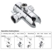 Picture of Chrome ABS Diverter 3 Way T Shower Arm t-Adapter Water Diverter Connector