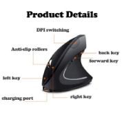 Picture of Scientific Ergonomic Design Battery Powered Upright Vertical Wireless Mouse