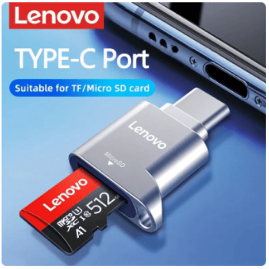 Picture of Lenovo Micro SD Card Reader, USB C to SD Card Reader, Type C TF Memory Card Reader with USB C to USB Adapter