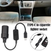 Picture of  Cigarette Lighter Adapter, USB Type-C or USB-A Male Plug to Cigarette Lighter Adapter Cable for Dash Cam, GPS, Car Led Light Strips