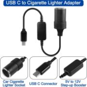 Picture of  Cigarette Lighter Adapter, USB Type-C or USB-A Male Plug to Cigarette Lighter Adapter Cable for Dash Cam, GPS, Car Led Light Strips