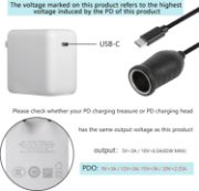 Picture of  Cigarette Lighter Adapter, USB Type-C or USB-A Male Plug to Cigarette Lighter Adapter Cable for Dash Cam, GPS, Car Led Light Strips