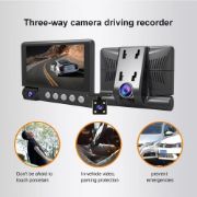 Picture of 4 Inches Touch Screen Car Video Recorder Dash Cam Box IPS 1080P HD Car Mirror Recorder DVR 3 Lens Dash Camera Cars Camcorder