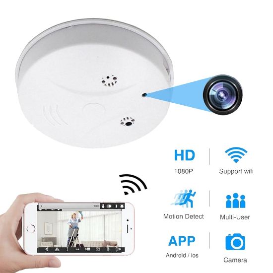 Picture of 1080p Ultra HD Smoke Detector Hidden Camera Wi-Fi Remote Real-Time Viewing Smoke Detector 2.4g Camera